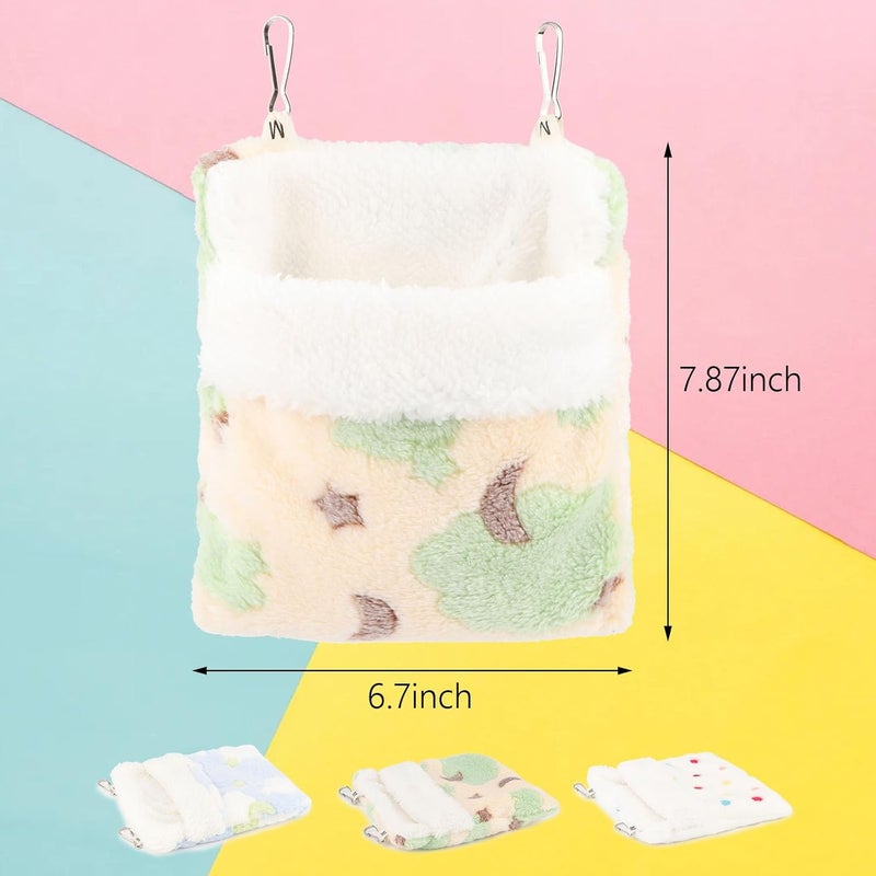 Reshiho Sugar Glider Sleeping Pouch Bag, Warm Hamster Hammock Pouch Sack Small Pet Hanging Bed for Hamster Rat Hedgehog Squirrel and Other Small Animal (Green) - Image 2